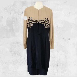 VINTAGE 80's Black & Tan Business Dress Suit